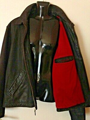 TIMBERLAND giacca giubbotto in vera pelle consistente nero opaco Mis XL