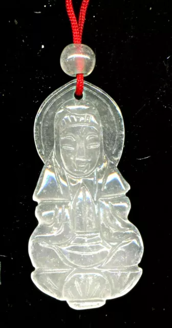 rare white CHINESE JADE PENDANT, natural hand carved Necklace