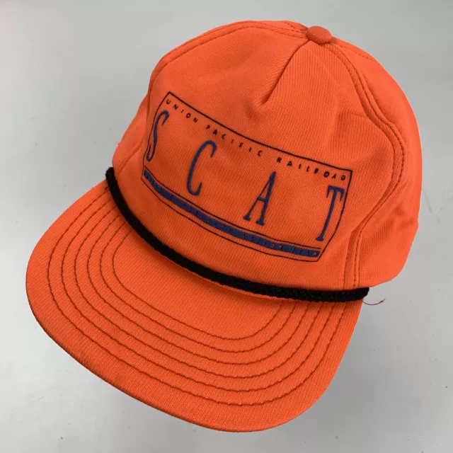 Union Pacific Railroad SCAT Ball Cap Hat Snapback Baseball VTG Orange