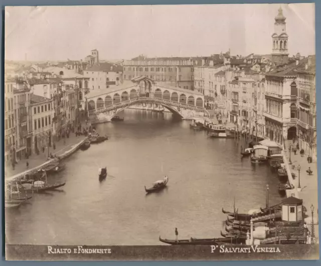 Salviati. Italie, Venezia, Ponte Rialto e Fondamente  Vintage albumen print.