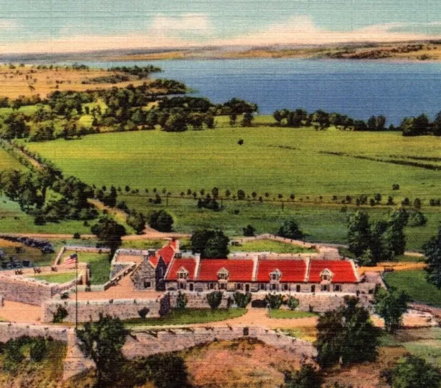 Airplane View of Fort Ticonderoga New York Lake Champlain Vintage Postcard 7253