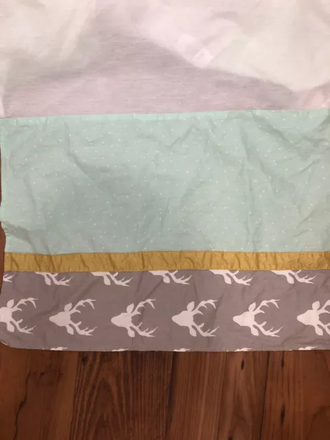 Falda cuna de ciervos Caden Lane Woodlands polvo volantes cama de dólar dorado azul gris