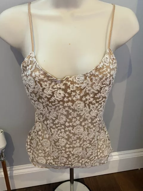 La Perla y2k 90’s Vintage floral wired nude Cream cami camisole top size 46 #7