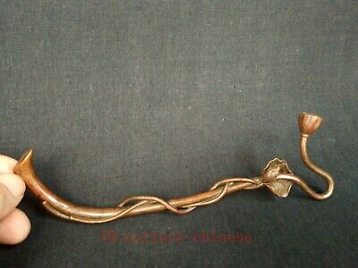 Unique Collection Chinese Old Bronze Hand Carved Lotus root Hook Decoration
