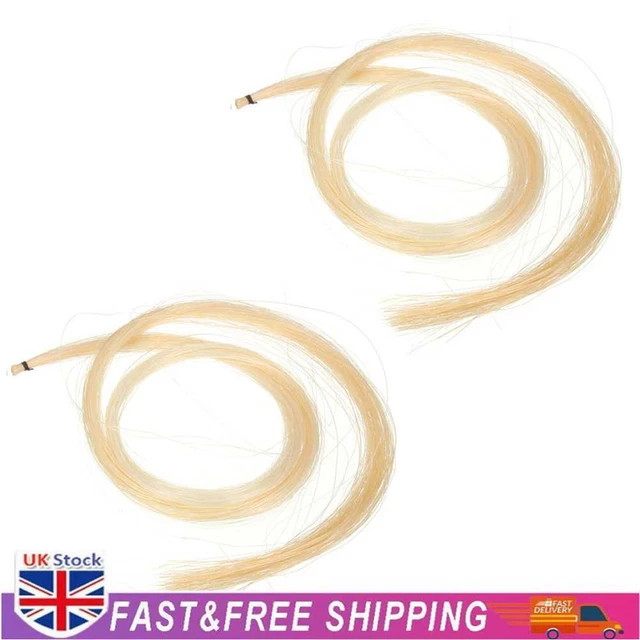 2 Hank Universal Yellow+White Stallion Horse Hair for Violin Bow Instrument Part