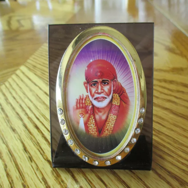 GOD Satya SAI BABA Shirdi INDIA 3" With STAND GOLD Finish FIGURE Statue DEITY