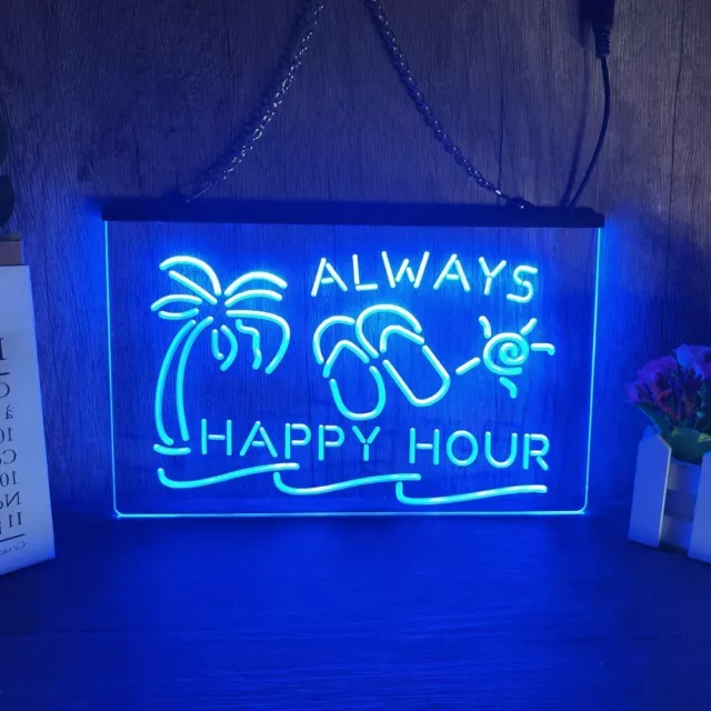 Always Happy Hour Here Somewhere LED Neon Light Sign Beer Bar Pub Wall Art Décor 2