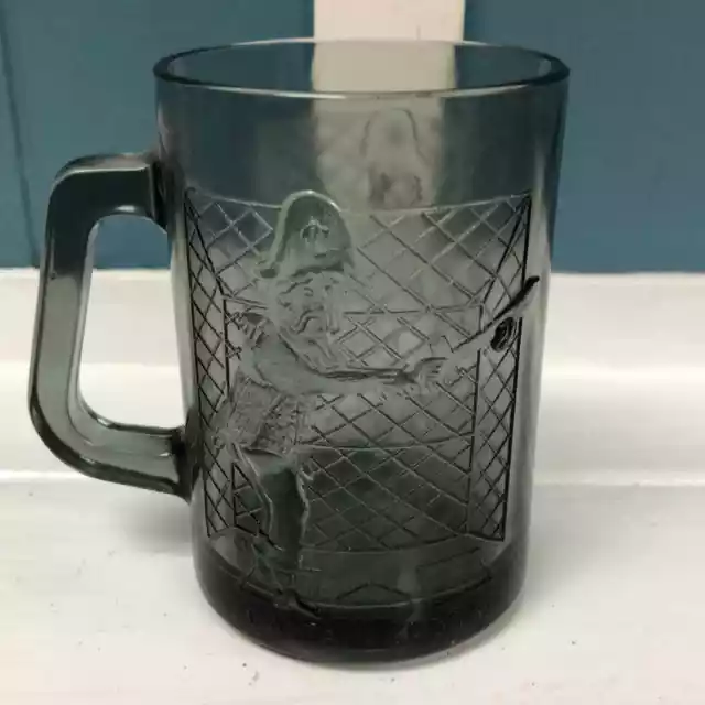 1970's McDonalds Smoked Glass Captain Crook playing  Baseball Coffee Tea Mug