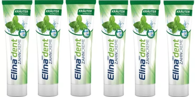 Kräuter Zahncreme Zahnpasta Elina med dent 6 Tuben x 100ml ohne Fluorid