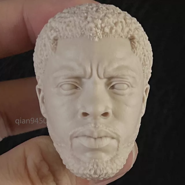1/6 White Model Black Panther Chadwick Boseman Model Head Sculpture Unpainted