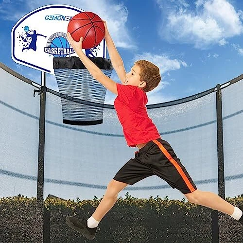 TRAMPOLINE BASKETBALL HOOP Attachment,Includes Mini Basketball and Pump