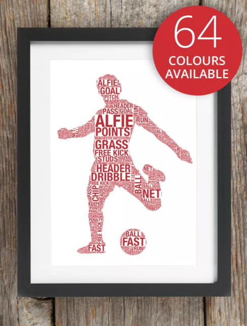 Personalised Football Word Art Print Gift Picture Keepsake Dad Son Present Fan