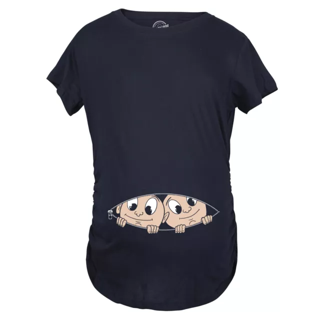 Maternity Peeking Twins T Shirt Cute New Baby Announcement Reveal Pregnancy Tee 2