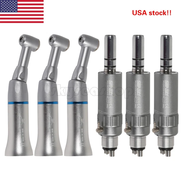 3*Dental Low Slow Speed Contra Angle Handpiece Press +Air Motor 4Hole E-type uki