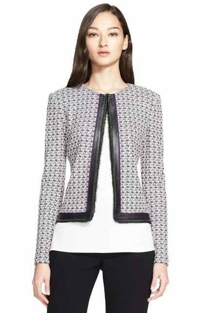 St. John Collection Crosshatch Tweed Knit Jacket. Violet Multi, Size 4