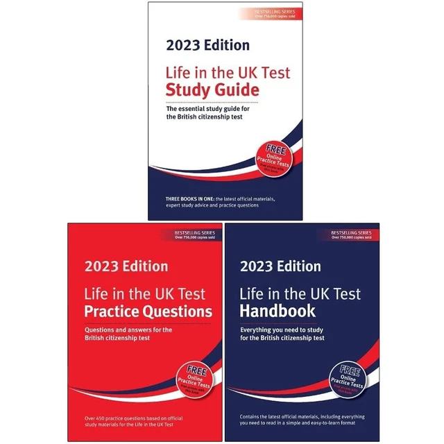 LIFE IN THE UK 2023 The British Citizenship Test 3 Books Collection Set ...