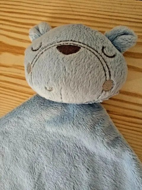 Baby Toddler Blue sleeping bear comforter blankie soother doudou soft toy plush