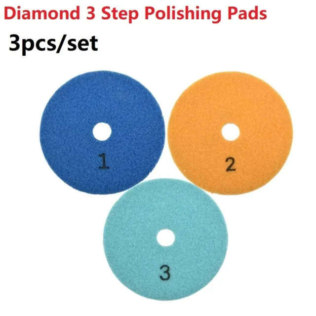 3X 4in/100mm Dry/Wet Diamond 3 Step Polishing Pads Granite Polishing Tool New