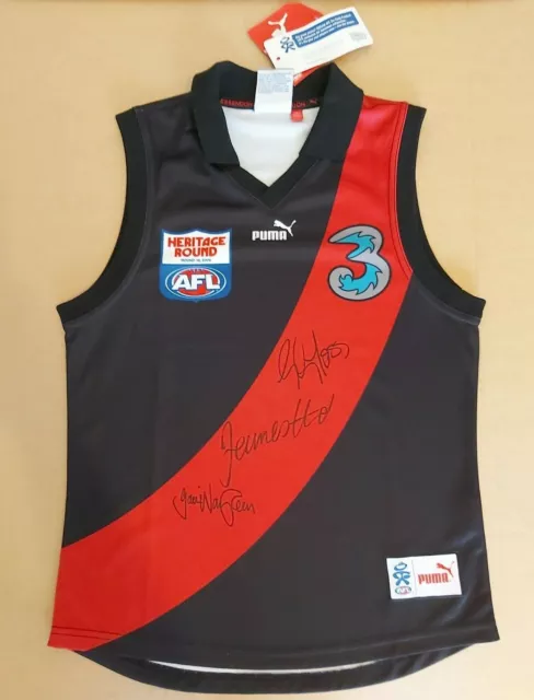 Essendon Heritage Jumper Signed By Brownlow James Hird Moss & Gavin Wanganeen