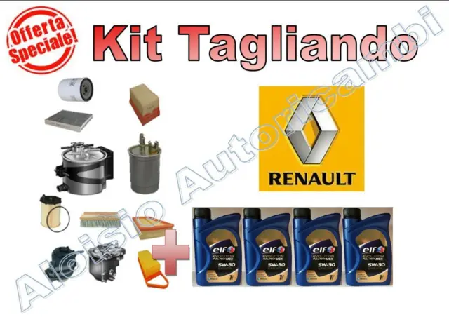 Kit Tagliando Renault Scenic Iii 1.5 Dci 04/09 --> Olio Elf 5W30 Fe + Filtri
