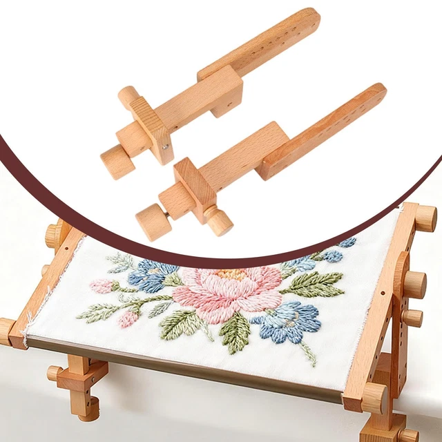 Support de broderie en bois rotatif pour point de croix - Cadre en bois pour travaux manuels - Support de cadre de broderie mains libres pour travaux manuels - Cadre réglable