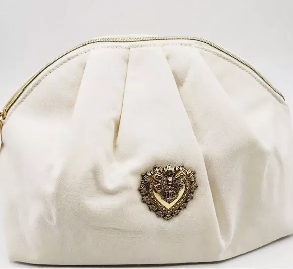 Dolce&Gabbana D&G Sacred Heart Emblem Large Devotion Pouch Clutch Bag Cream NWT