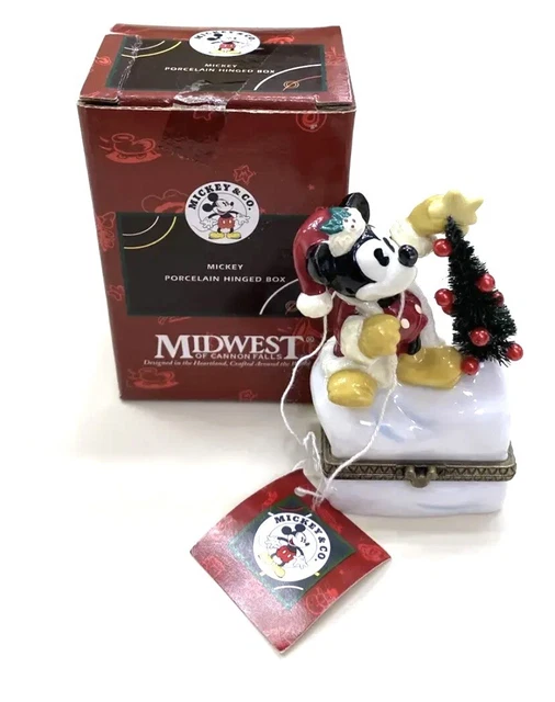 Porcelain Hinged Trinket Box Midwest Cannon Falls Mickey Mouse Disney Christmas
