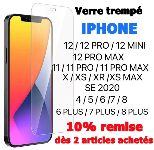Protection écran En Verre Trempé Pour IPhone 6 à 12 Pro Max – Dureté 9H – Anti-rayures, Anti-bulles