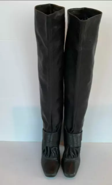 Nina Ricci Over-The-Knee Boots with Unique Ruching & Button Detail 2