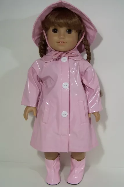 Pink Raincoat Coat Rain Hat 2 Piece Doll Clothes For 18” American Girl (Debs*)