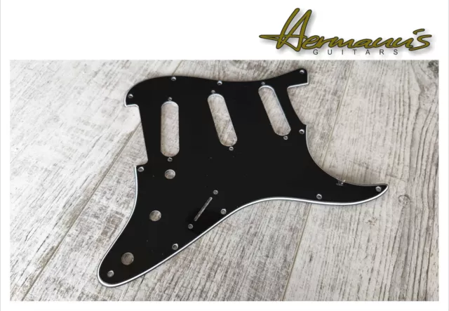 Strat, Stratocaster 11 Loch SSS Pickguard, Schwarz, 11 Lochbohrungen, US Size