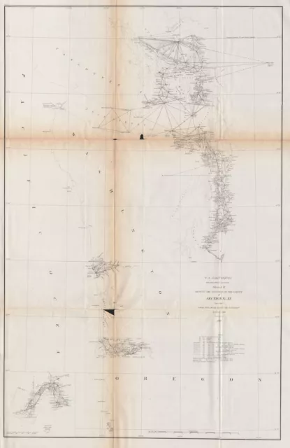 WASHINGTON COAST SURVEY. Puget Sound Tacoma Seattle Juan de Fuca. USCGS 1870 map