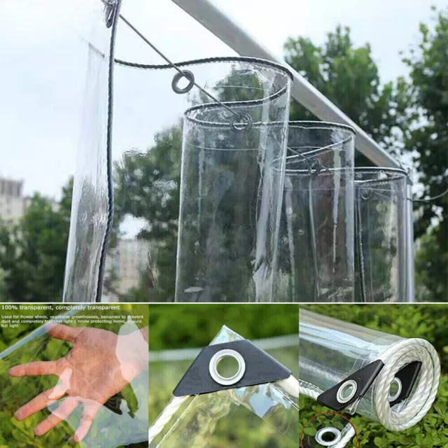 Patio PVC Clear Tarpaulin Transparent Cover Garden Ground Sheet Tarp Heavy Duty