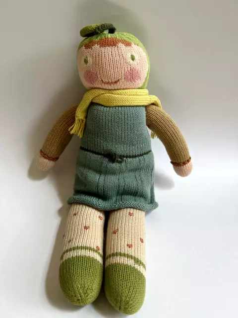 Blabla Green Apple Plush Doll Stuffed Animal Toy 18" Hand Knitted Cotton, CUTE,