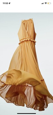 ZARA Limited Edition Voluminous Yellow Halter Maxi Dress Size M Bloggers fave!