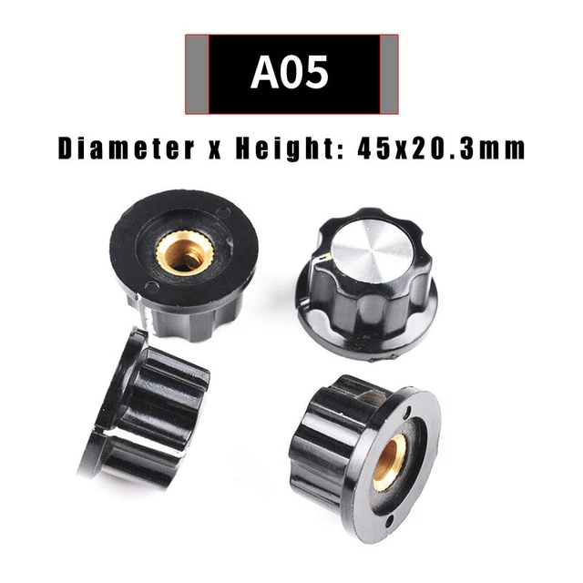 6mm Spline Shaft Potentiometer Knob Volume Control Cap Coloured Plastic Aluminum