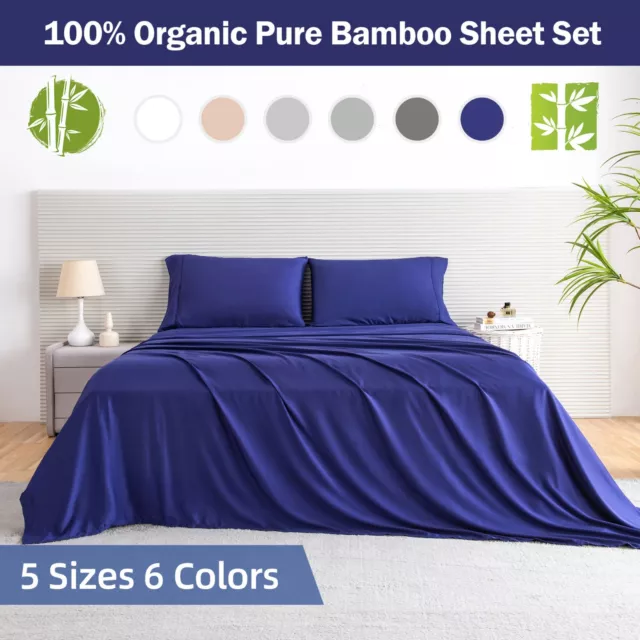 100% Bamboo Sheet Set Flat Fitted Pillowcases Sets S/KS/D/Q/K Luxury AU