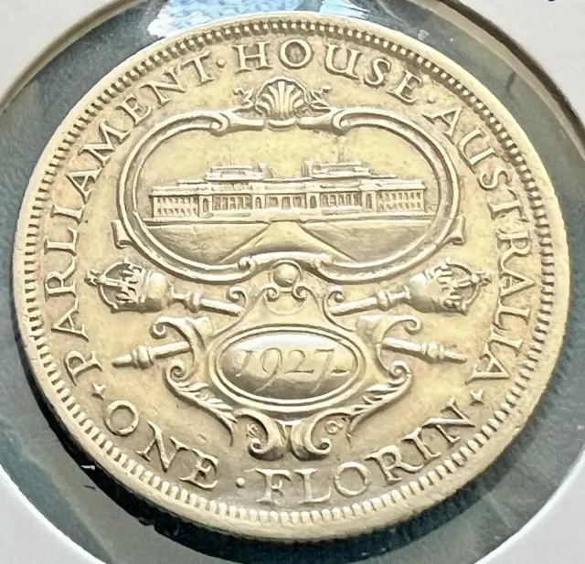 1927 Kgv Australia Commemorative Florin - Parliament House - 8 Pearls Faint