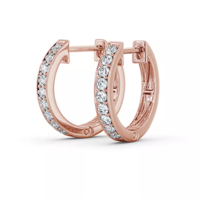 Womens Earrings 0.45 Carat Round Cut Natural Diamond Solid 14K Rose Gold Hoops