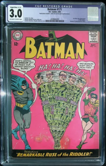 Batman #171 Vol 1 (1965) KEY *1st Silver Age Appearance of Riddler* - CGC 3.0
