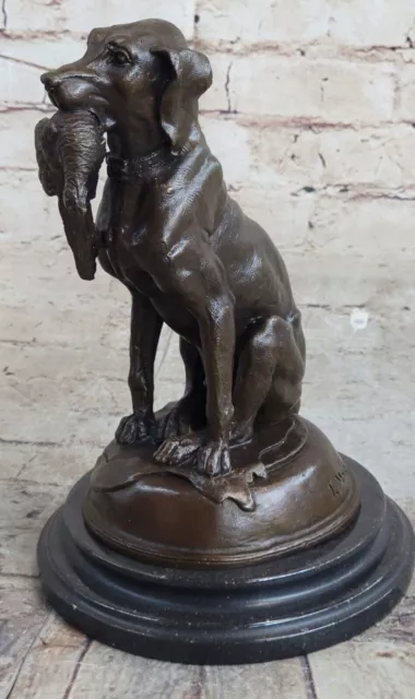 Labrador Retriever Bird Hunting Dog Bronze Marble Sculpture Trials Award Statue