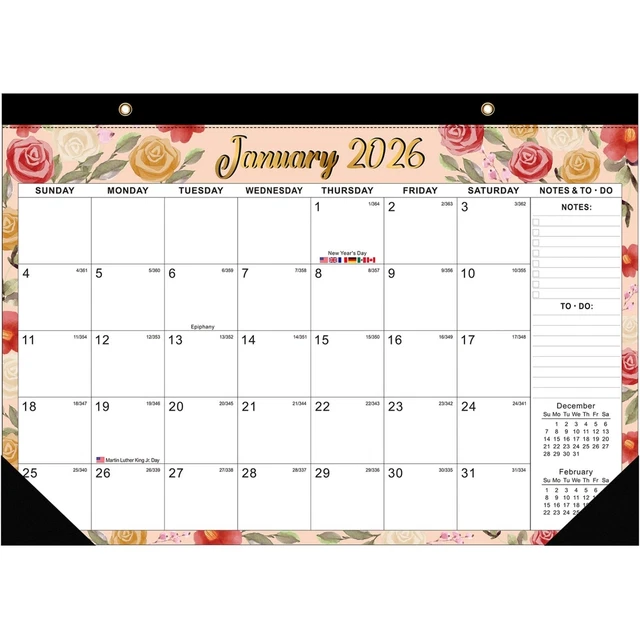 Mini Calendrier De Bureau 2025-2026 (18 Mois) - Juillet 2025 à Décembre 2026, Format Portable 7,5x9 Cm, Noir