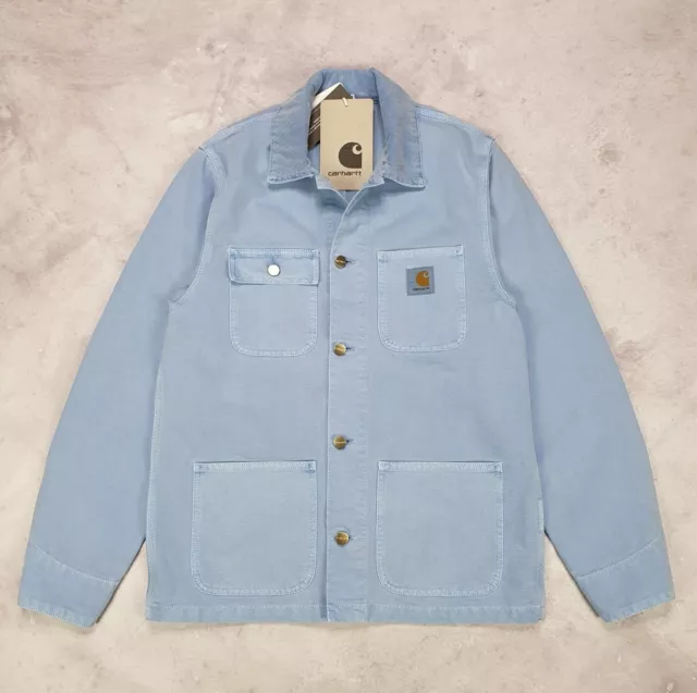 CARHARTT WIP MICHIGAN cappotto giacca tela Dearborn 12 oz XL blu nuovo ...