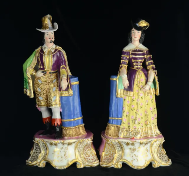 Paire de grands sujets porte plume en porcelaine de Paris epoque XIX ème