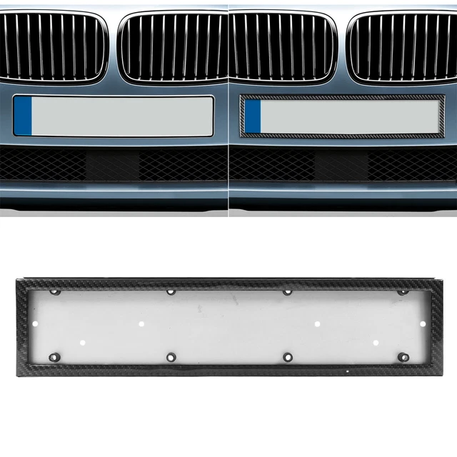 2x Supports De Plaque D'immatriculation En Fibre De Carbone - Pour Plaques GB/EU Standard - Cadre Noir
