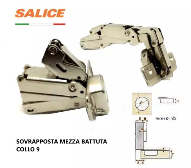 CERNIERA SALICE C2AFG99 Angolo 165° COLLO MM.9 MEZZA BATTUTA ANTA CUCINA MOBILE