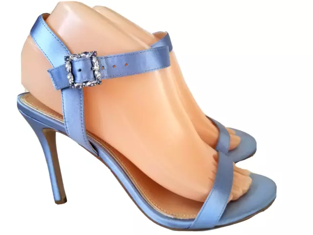 Jewel Badgley Mischka Blue Satin Stiletto Sandal Heels Size 8 NEW