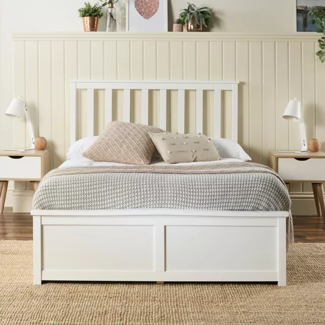 Aspire Beds Atlantic Wooden Storage Ottoman Bed Solid White Wood Bedstead Frame 3