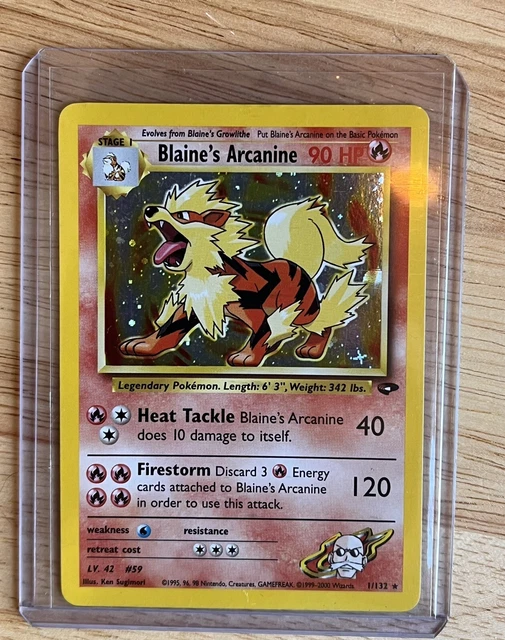 Pokémon Card BLAINE'S ARCANINE Card GYM CHALLENGE Set 1/132 Holo PLAYED