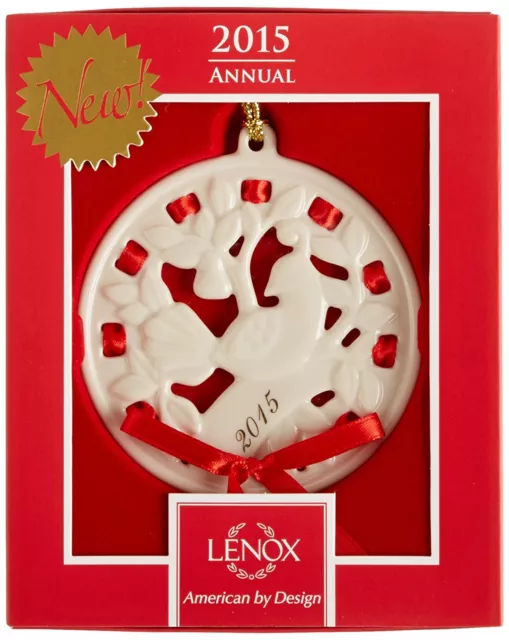 Nuevo en Caja Lenox 2015 Christmas Wrappings Partridge Ornament 3.75" Anual